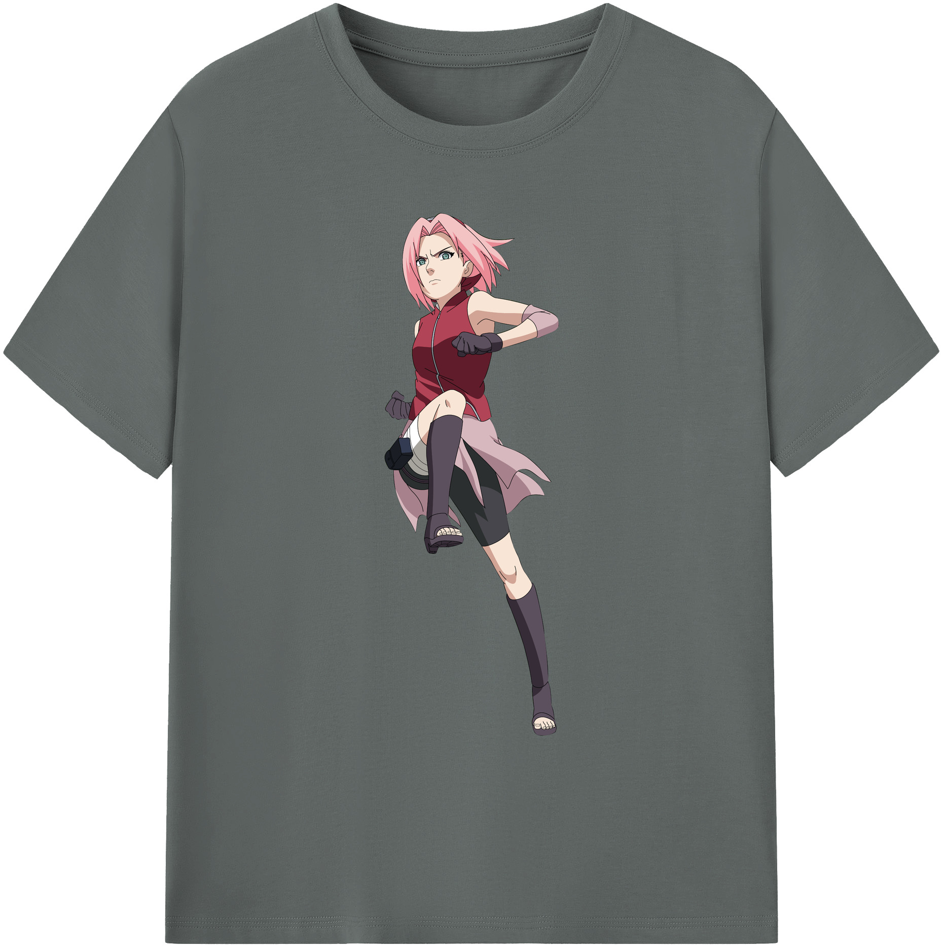 （画像用） NARUTO -ナルト- 春野サクラ Haruno Sakura 綿100％ メンズ半袖Tシャツ｜肌触りやわらか＆通気性